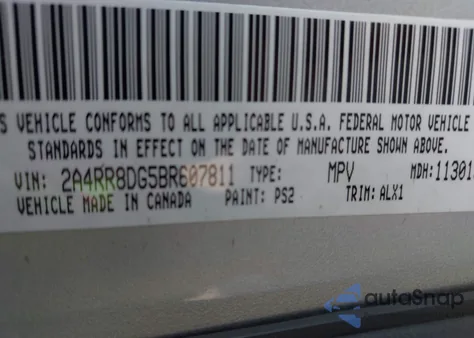 2011 Chrysler Town & Country Touring-L z USA, uszkodzony, nr VIN 2A4RR8DG5BR607811